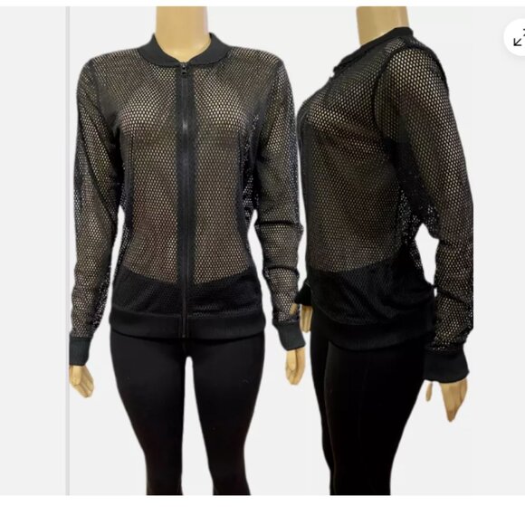 Victoria's Secret Jackets & Blazers - VICTORIA SECRET BLACK SPORT ACTIVEWEAR MESH FULL ZIP BOMBER JACKET/ SIZE LARGE
